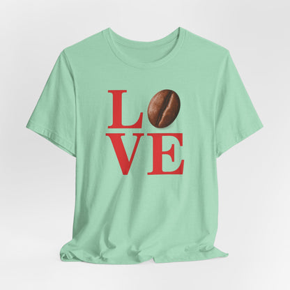 Pipeline Roast Co. LOVE Coffee Bean T-Shirt – Unisex Jersey Short Sleeve Tee for Coffee Lovers