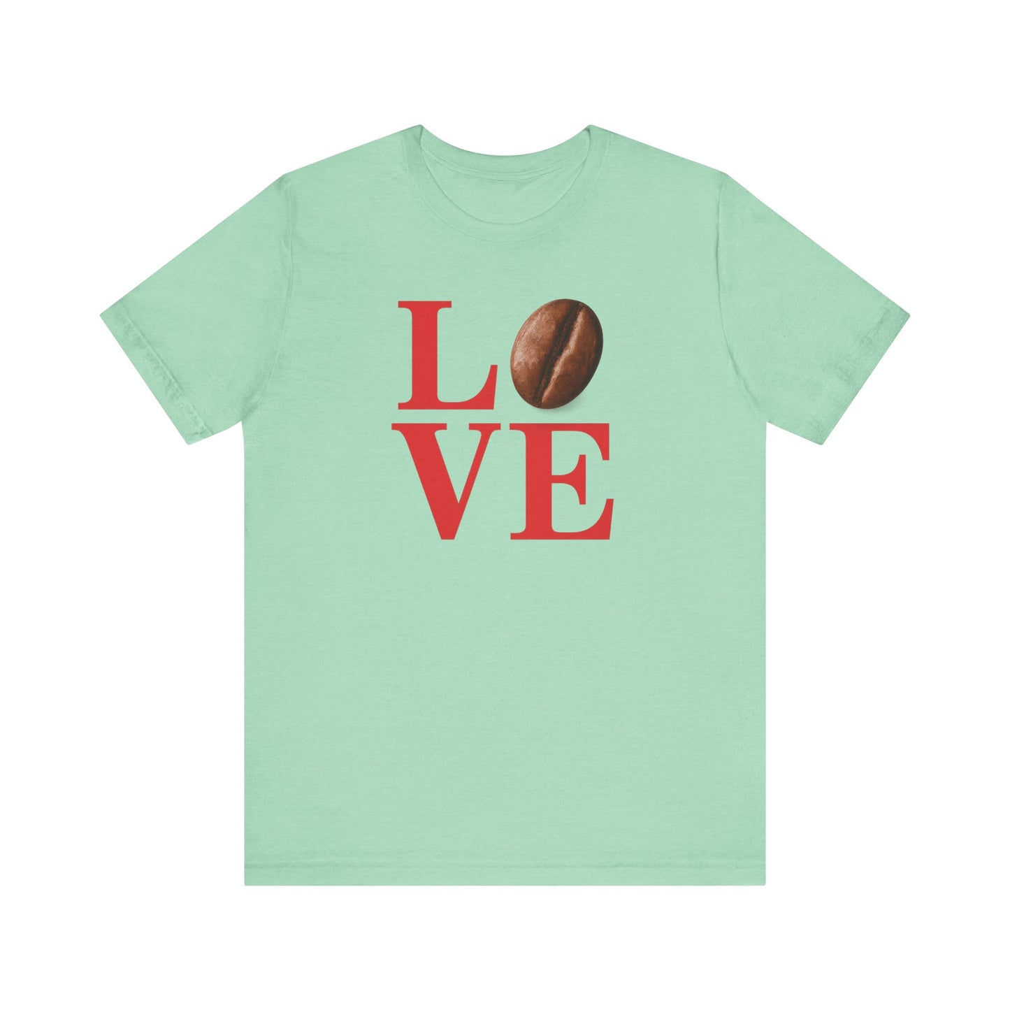 Pipeline Roast Co. LOVE Coffee Bean T-Shirt – Unisex Jersey Short Sleeve Tee for Coffee Lovers