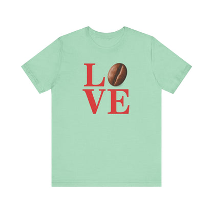 Pipeline Roast Co. LOVE Coffee Bean T-Shirt – Unisex Jersey Short Sleeve Tee for Coffee Lovers