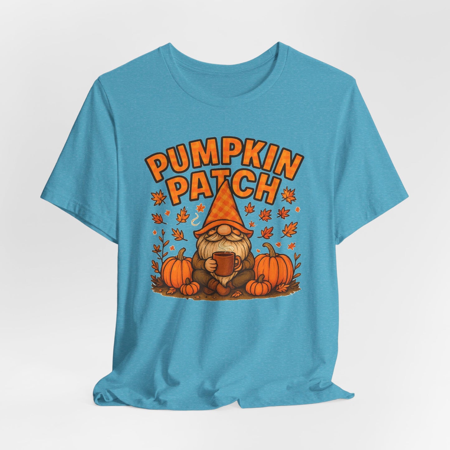 Fall Pumpkin Patch Tee, Cozy Autumn T-Shirt, Seasonal Gnome Shirt, Halloween Fun Apparel, Graphic Tee for Nature Lovers