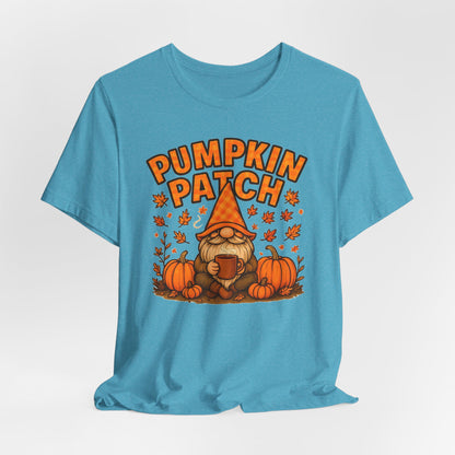 Fall Pumpkin Patch Tee, Cozy Autumn T-Shirt, Seasonal Gnome Shirt, Halloween Fun Apparel, Graphic Tee for Nature Lovers