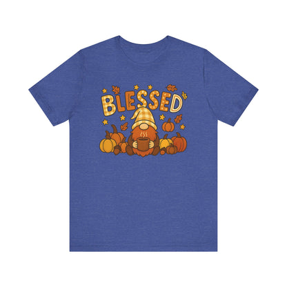 Fall Gnome Blessed Tee, Autumn T-Shirt, Thanksgiving Wear, Seasonal Shirt, Cozy Fall Apparel Gift