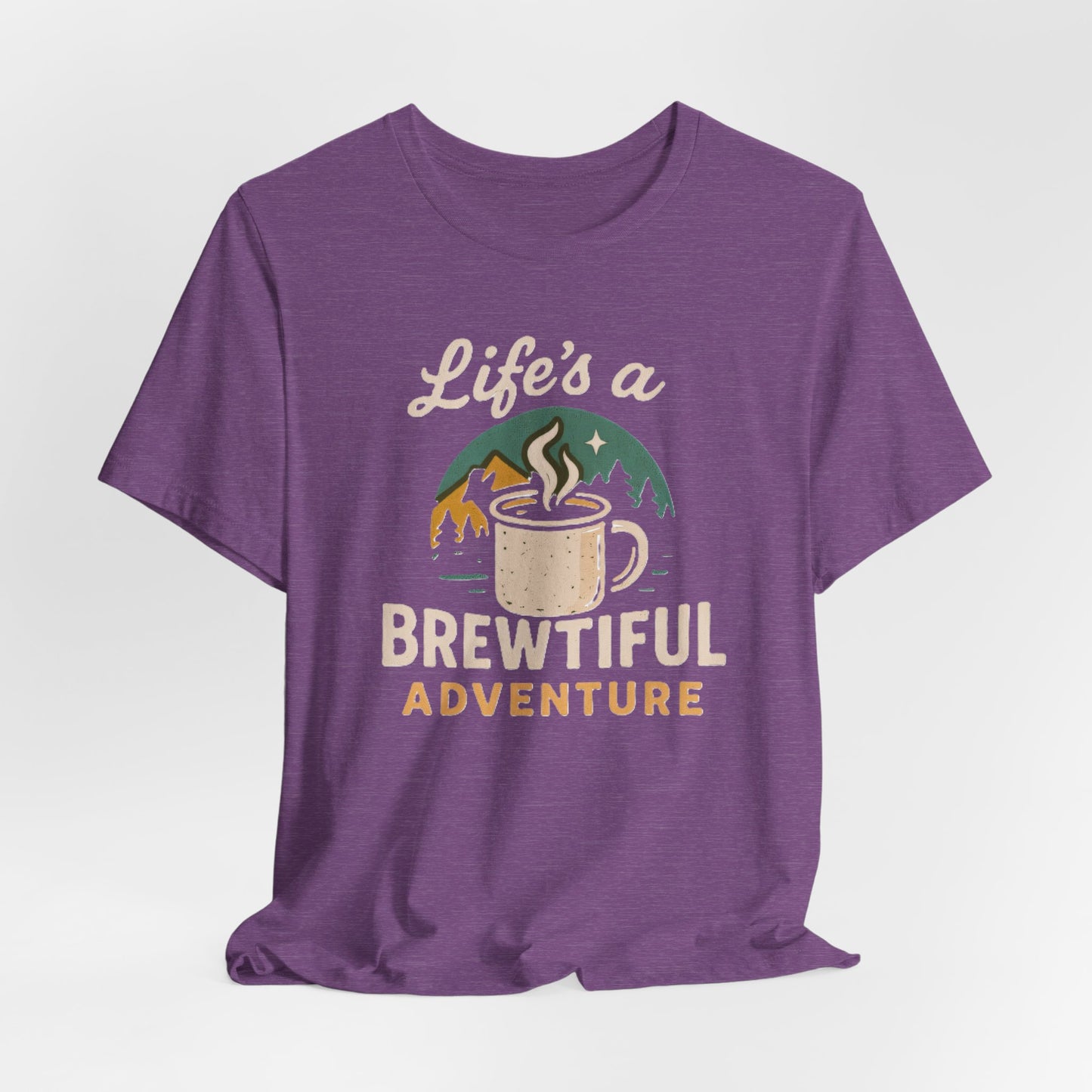 Brewtiful Adventure Tee - Unisex Short Sleeve T-Shirt, Coffee Lover Gift, Hiking Apparel, Adventure Shirt, Travel Outfit