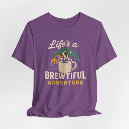 Brewtiful Adventure Tee - Unisex Short Sleeve T-Shirt, Coffee Lover Gift, Hiking Apparel, Adventure Shirt, Travel Outfit