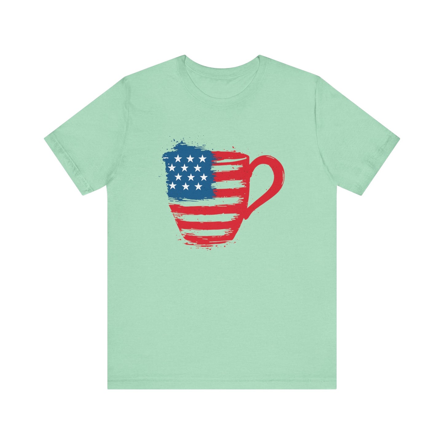 Patriotic Coffee Lover's Tee, Unisex Shirt, Independence Day Apparel, Gift for Barista, American Flag Tee, Casual Wear