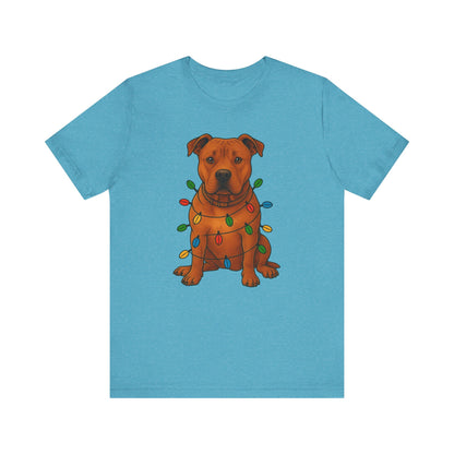 Festive Dog Lover Tee, Holiday T-Shirt, Pet Owner Gift, Christmas Apparel, Unisex Short Sleeve Shirt, Cute Dog Shirt