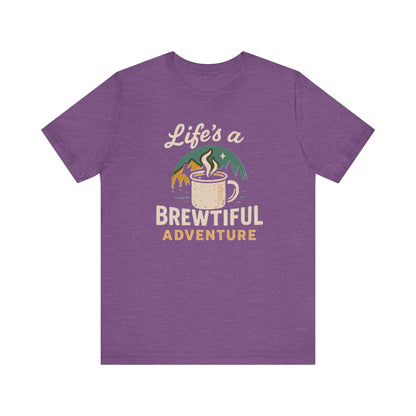 Brewtiful Adventure Tee - Unisex Short Sleeve T-Shirt, Coffee Lover Gift, Hiking Apparel, Adventure Shirt, Travel Outfit