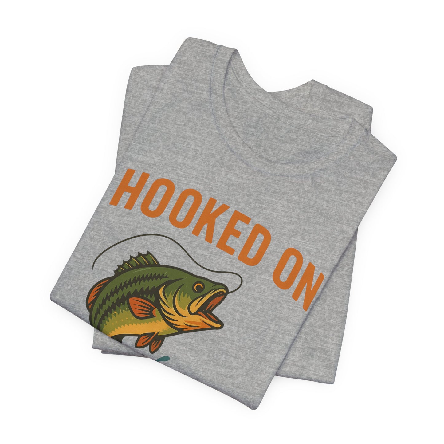Hooked on Coffee Fishing Tee | Unisex Jersey Short Sleeve T-Shirt, Great for Outdoors, Gifts for Fishermen, Coffee Lovers, Casual Wear