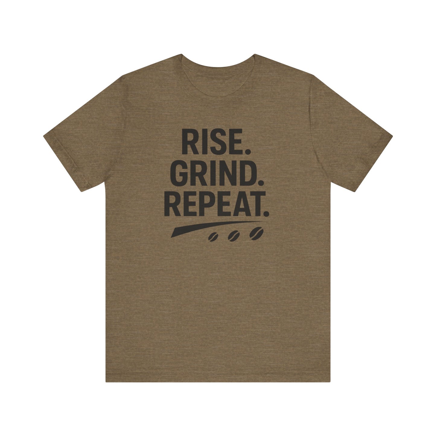 Coffee Lover's Unisex Tee - Rise. Grind. Repeat. | Casual Wear, Motivational Gift, Gym Shirt, Coffee Enthusiast Apparel, Everyday Comfort