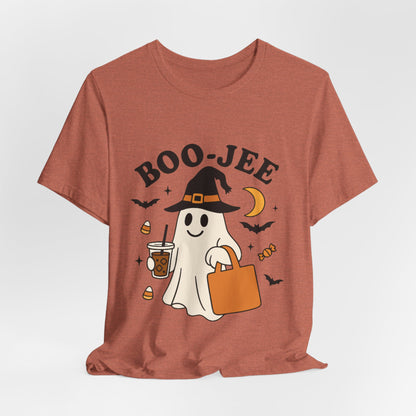Boo-Jee Coffee Ghost Halloween T-Shirt – Funny Spooky Brew Tee for Coffee Lovers