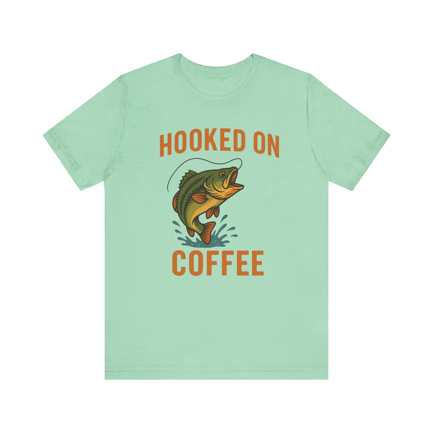 Hooked on Coffee Fishing Tee | Unisex Jersey Short Sleeve T-Shirt, Great for Outdoors, Gifts for Fishermen, Coffee Lovers, Casual Wear