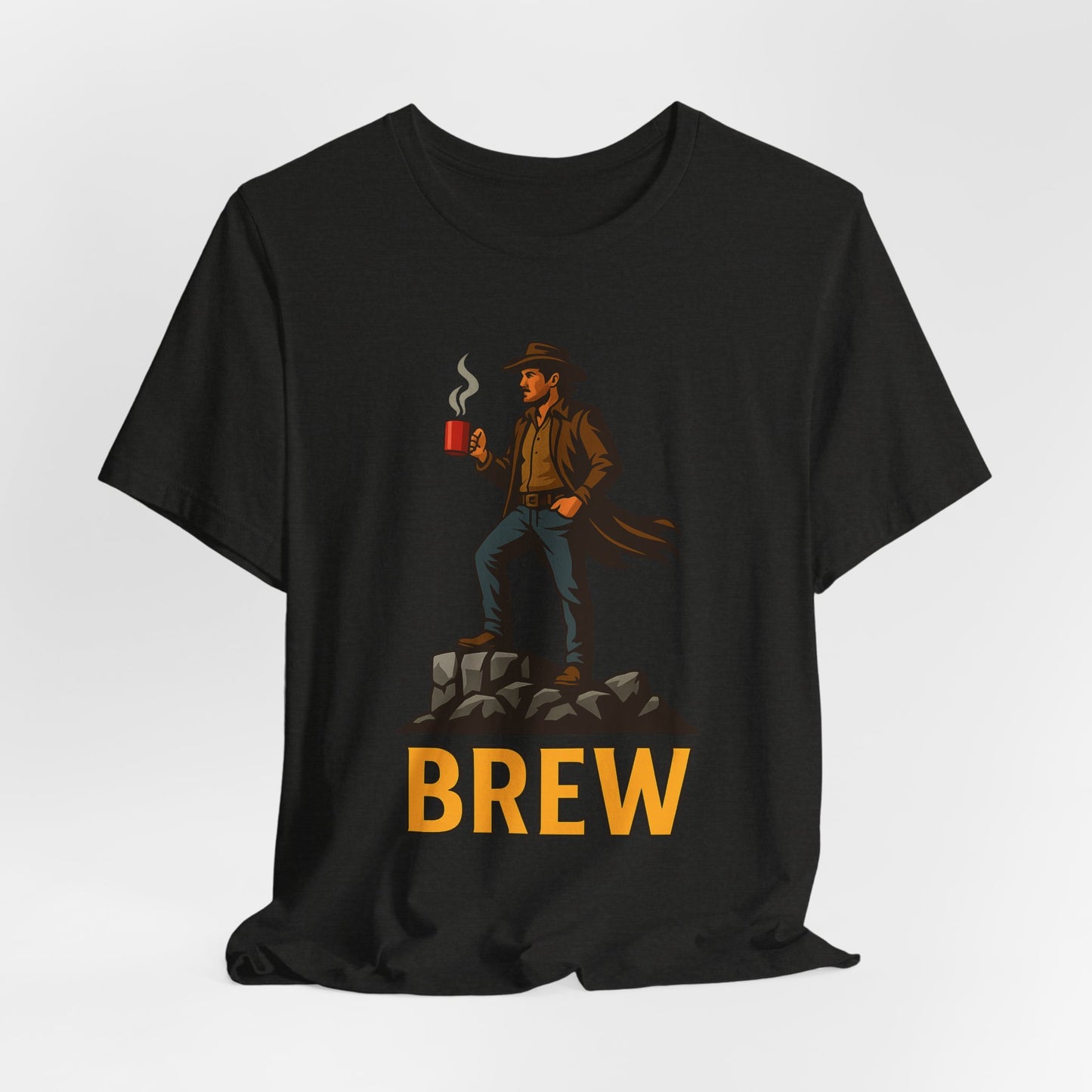 Brew Adventure Tee: Vintage Graphic Unisex Shirt, Coffee Lover Gift, Casual Wear, Hiking Apparel, Men's & Women's Fashion