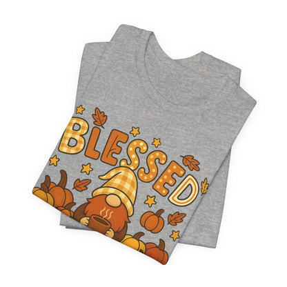 Fall Gnome Blessed Tee, Autumn T-Shirt, Thanksgiving Wear, Seasonal Shirt, Cozy Fall Apparel Gift