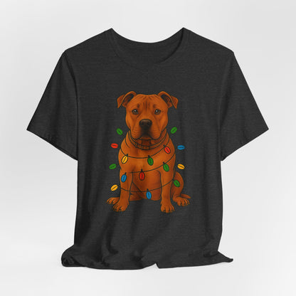 Festive Dog Lover Tee, Holiday T-Shirt, Pet Owner Gift, Christmas Apparel, Unisex Short Sleeve Shirt, Cute Dog Shirt