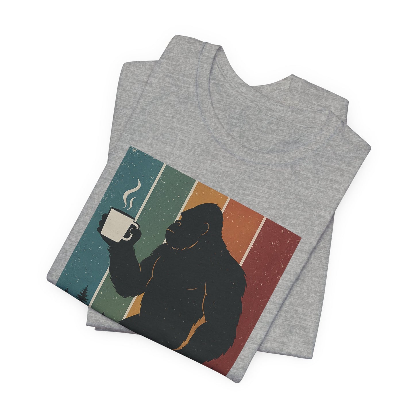 Bigfoot Coffee Lover Shirt – Retro Sasquatch Tee, Funny Outdoor & Nature Gift for Coffee Fans