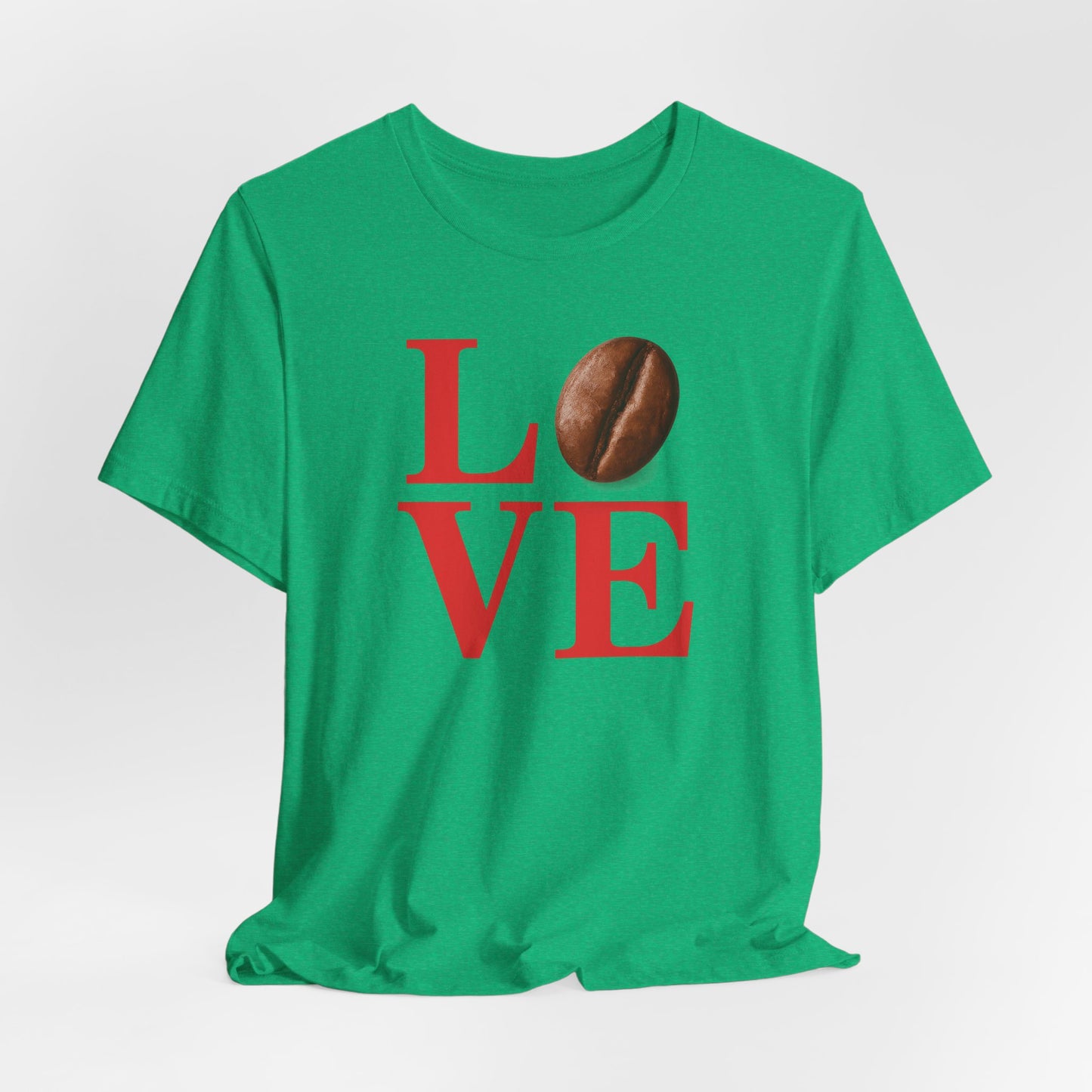 Pipeline Roast Co. LOVE Coffee Bean T-Shirt – Unisex Jersey Short Sleeve Tee for Coffee Lovers