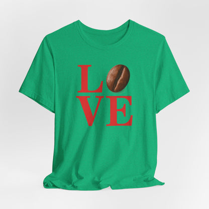 Pipeline Roast Co. LOVE Coffee Bean T-Shirt – Unisex Jersey Short Sleeve Tee for Coffee Lovers