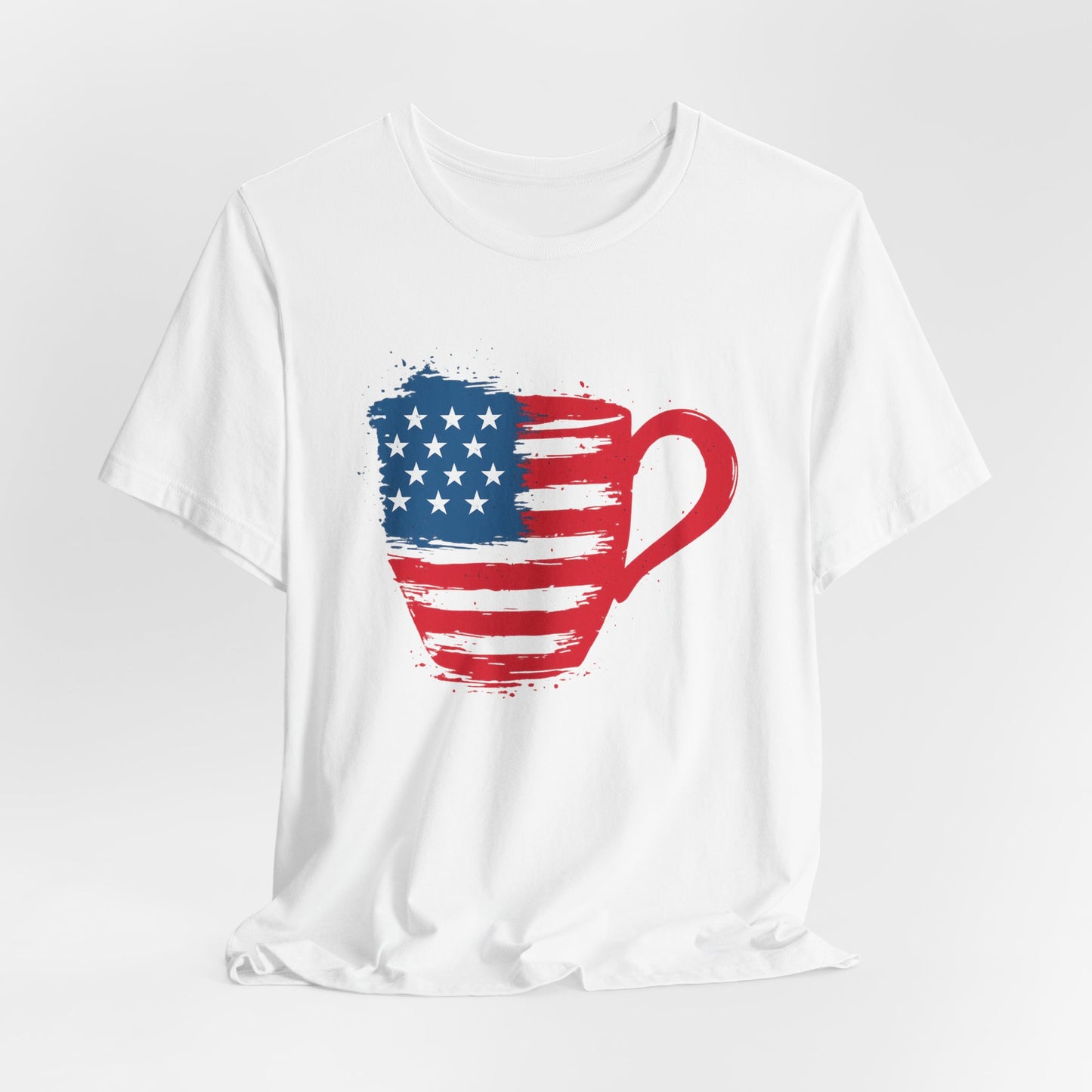 Patriotic Coffee Lover's Tee, Unisex Shirt, Independence Day Apparel, Gift for Barista, American Flag Tee, Casual Wear