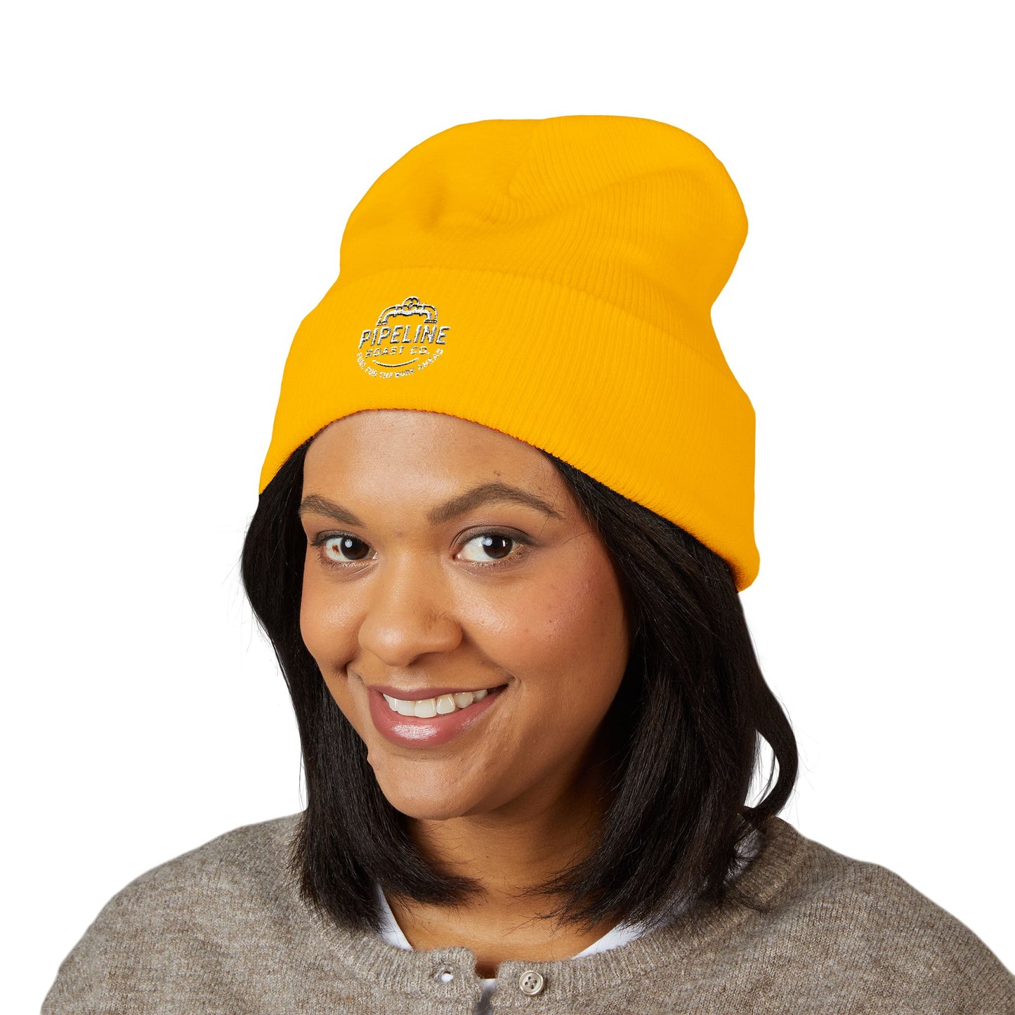 Pipeline Roast Co. Classic Cuffed Beanie – Warm Knit Hat with Embroidered Logo (Unisex)