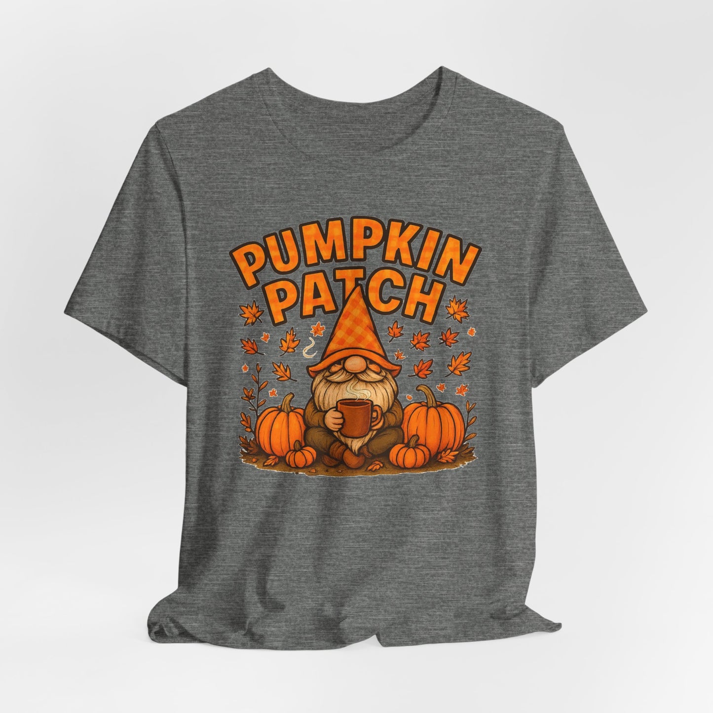 Fall Pumpkin Patch Tee, Cozy Autumn T-Shirt, Seasonal Gnome Shirt, Halloween Fun Apparel, Graphic Tee for Nature Lovers