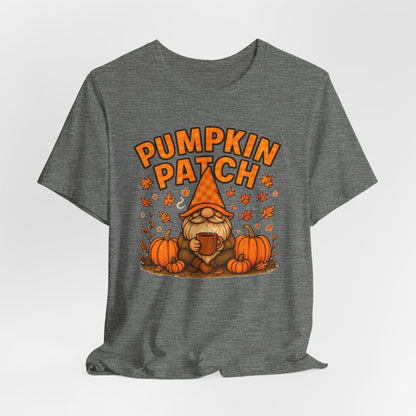 Fall Pumpkin Patch Tee, Cozy Autumn T-Shirt, Seasonal Gnome Shirt, Halloween Fun Apparel, Graphic Tee for Nature Lovers