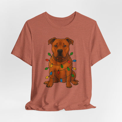 Festive Dog Lover Tee, Holiday T-Shirt, Pet Owner Gift, Christmas Apparel, Unisex Short Sleeve Shirt, Cute Dog Shirt