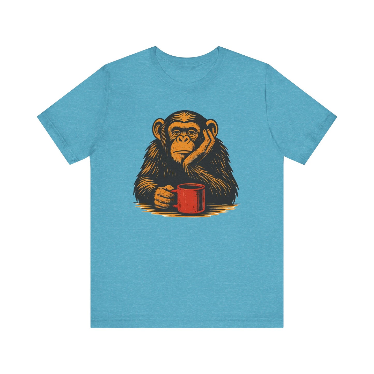 Charming Chimpanzee Coffee Tee, Relaxed Vibes, Gift for Animal Lovers, Everyday Comfort, Perfect for Coffee Lovers