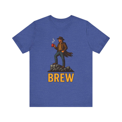 Brew Adventure Tee: Vintage Graphic Unisex Shirt, Coffee Lover Gift, Casual Wear, Hiking Apparel, Men's & Women's Fashion