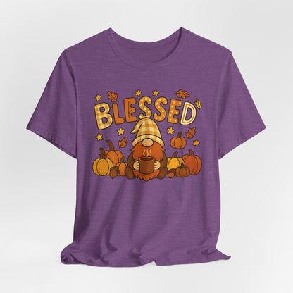 Fall Gnome Blessed Tee, Autumn T-Shirt, Thanksgiving Wear, Seasonal Shirt, Cozy Fall Apparel Gift
