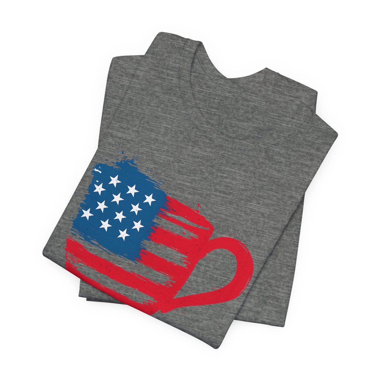 Patriotic Coffee Lover's Tee, Unisex Shirt, Independence Day Apparel, Gift for Barista, American Flag Tee, Casual Wear