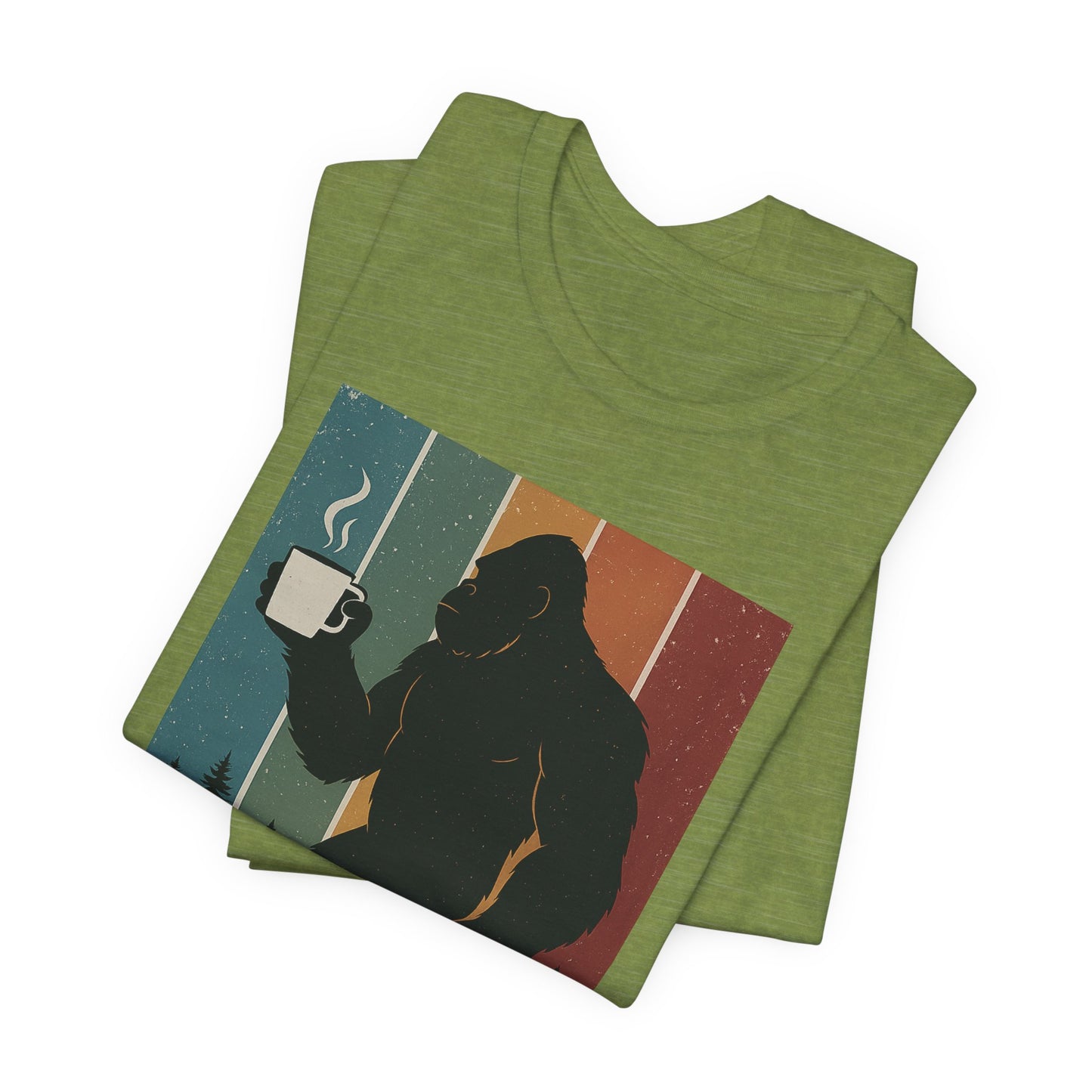 Bigfoot Coffee Lover Shirt – Retro Sasquatch Tee, Funny Outdoor & Nature Gift for Coffee Fans