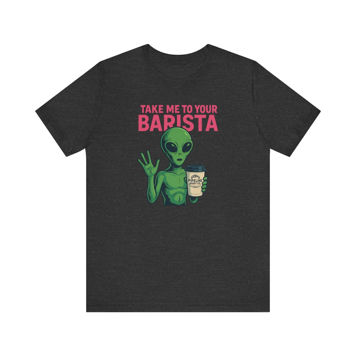 Alien Barista Tee, Funny Coffee Lover Shirt, Unisex Graphic Tee, Gift for Barista, Unique Casual Wear, Quirky Humor Top