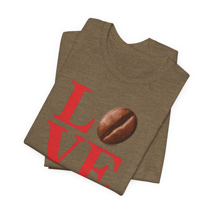 Pipeline Roast Co. LOVE Coffee Bean T-Shirt – Unisex Jersey Short Sleeve Tee for Coffee Lovers