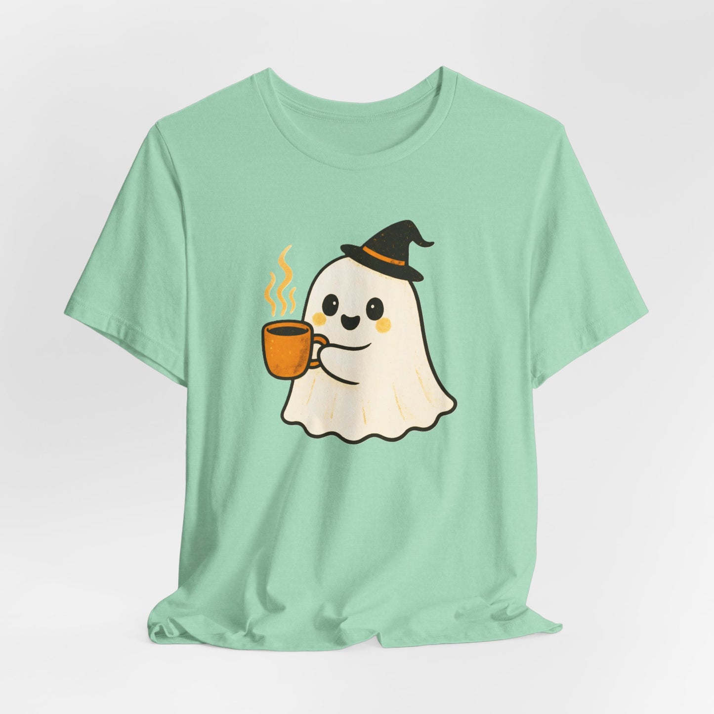 Cute Ghost Coffee Tee, Unisex Halloween Shirt, Funny Pumpkin Spice T-Shirt, Fall Fashion Top, Holiday Gift Idea
