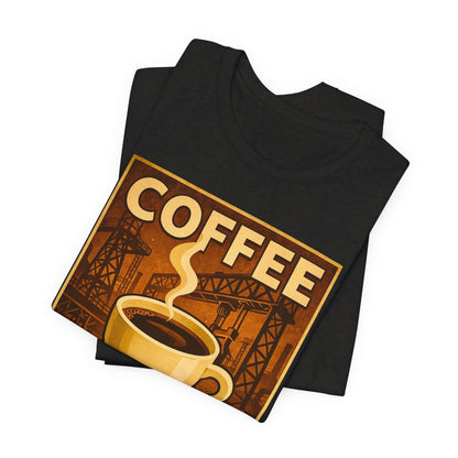 Steel Worker Coffee T-Shirt – Industrial Graphic Tee for Hardworking Coffee Fans
