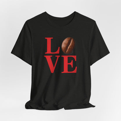 Pipeline Roast Co. LOVE Coffee Bean T-Shirt – Unisex Jersey Short Sleeve Tee for Coffee Lovers