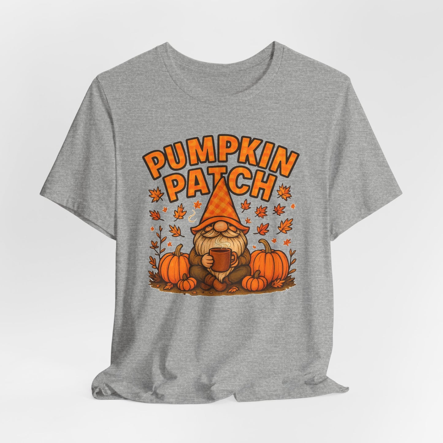 Fall Pumpkin Patch Tee, Cozy Autumn T-Shirt, Seasonal Gnome Shirt, Halloween Fun Apparel, Graphic Tee for Nature Lovers