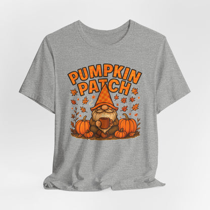 Fall Pumpkin Patch Tee, Cozy Autumn T-Shirt, Seasonal Gnome Shirt, Halloween Fun Apparel, Graphic Tee for Nature Lovers