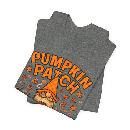 Fall Pumpkin Patch Tee, Cozy Autumn T-Shirt, Seasonal Gnome Shirt, Halloween Fun Apparel, Graphic Tee for Nature Lovers