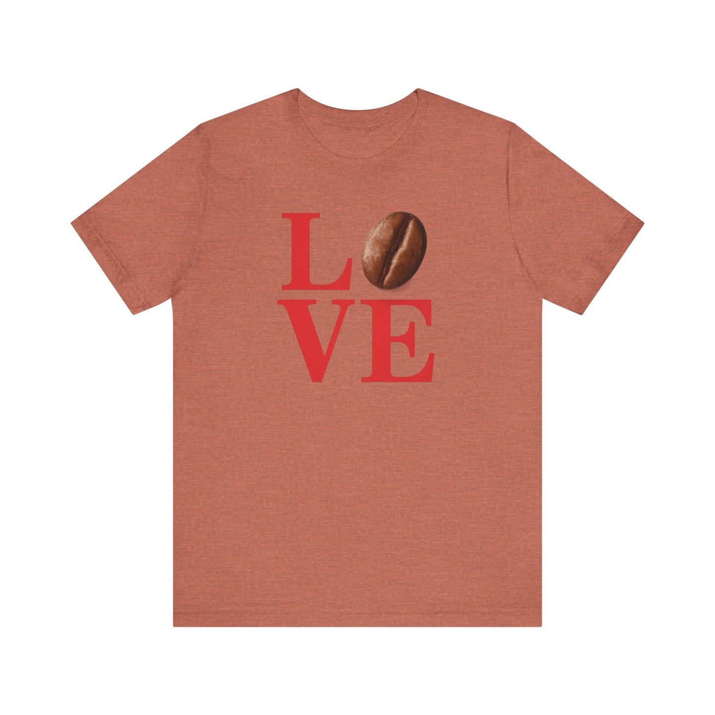 Pipeline Roast Co. LOVE Coffee Bean T-Shirt – Unisex Jersey Short Sleeve Tee for Coffee Lovers