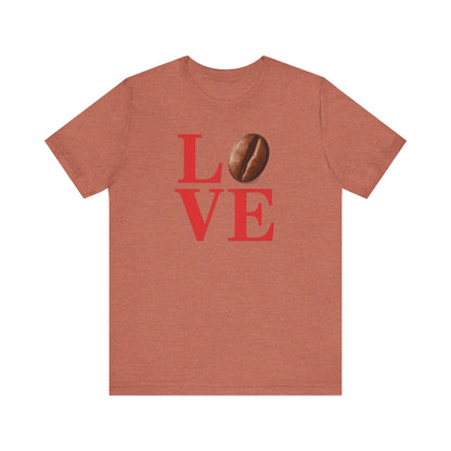 Pipeline Roast Co. LOVE Coffee Bean T-Shirt – Unisex Jersey Short Sleeve Tee for Coffee Lovers