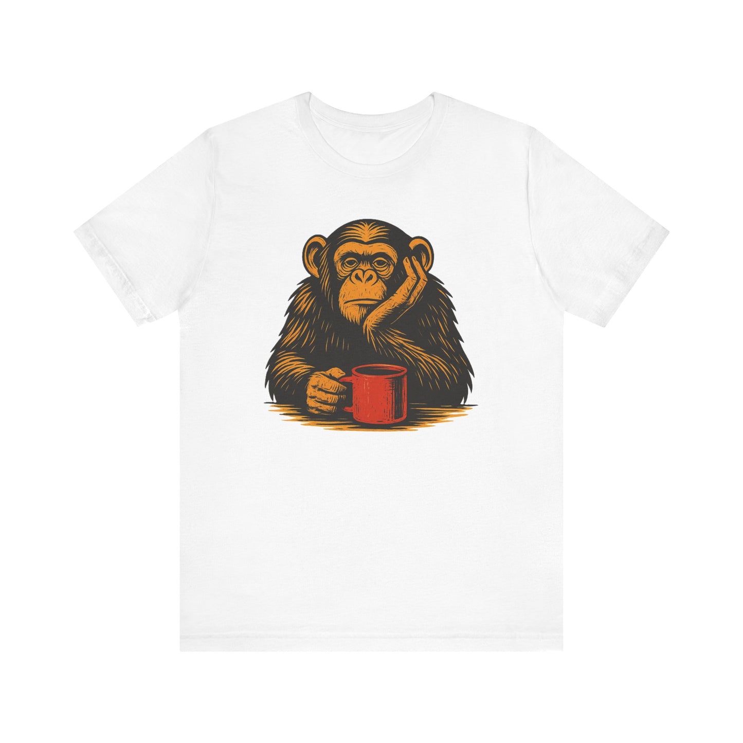 Charming Chimpanzee Coffee Tee, Relaxed Vibes, Gift for Animal Lovers, Everyday Comfort, Perfect for Coffee Lovers