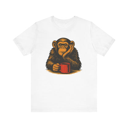 Charming Chimpanzee Coffee Tee, Relaxed Vibes, Gift for Animal Lovers, Everyday Comfort, Perfect for Coffee Lovers