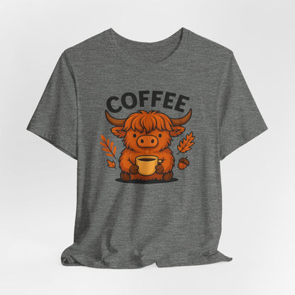 Coffee Lover’s Unisex Tee | Cute Cow Design | Perfect for Casual Gatherings, Birthdays, Coffee Lovers, Gifts
