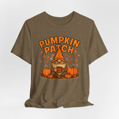 Fall Pumpkin Patch Tee, Cozy Autumn T-Shirt, Seasonal Gnome Shirt, Halloween Fun Apparel, Graphic Tee for Nature Lovers