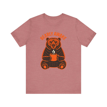 Coffee Lover Bear Tee, Cozy Casual T-Shirt, Perfect Gift for Coffee Enthusiasts, Daily Wear, Bearly Awake Design