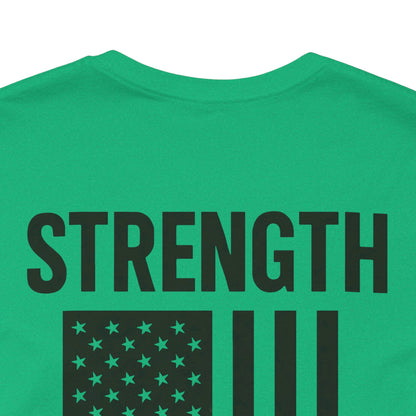 Patriotic Strength T-Shirt, Unisex Tee, 4th of July Shirt, Independence Day Apparel, Casual Summer Wear, Gift for Veterans