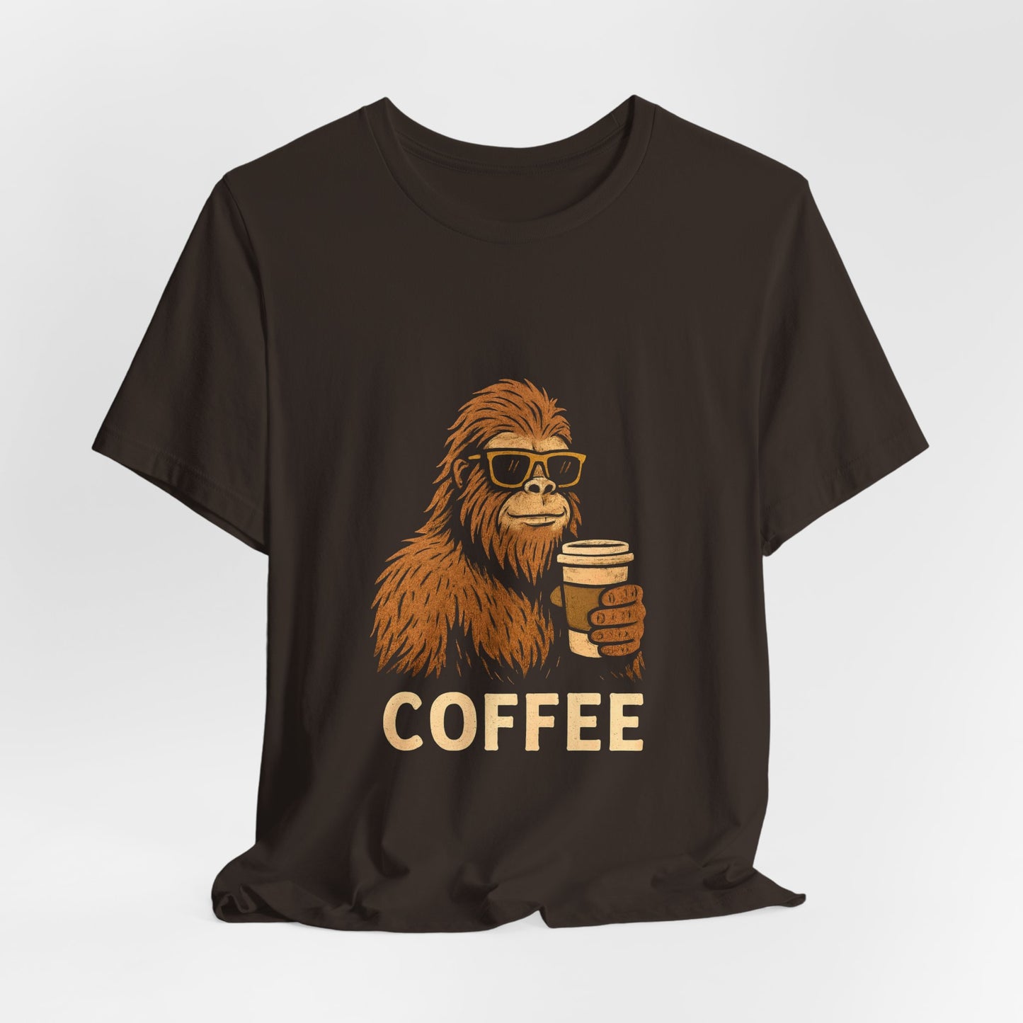 Bigfoot Drinking Coffee T-Shirt – Funny Sasquatch Coffee Tee for Coffee Lovers