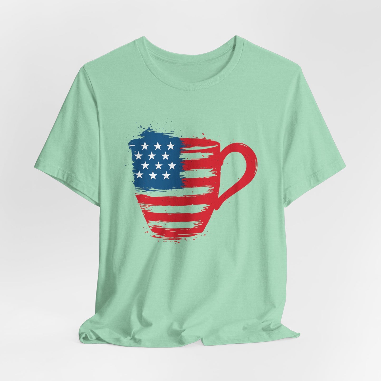 Patriotic Coffee Lover's Tee, Unisex Shirt, Independence Day Apparel, Gift for Barista, American Flag Tee, Casual Wear