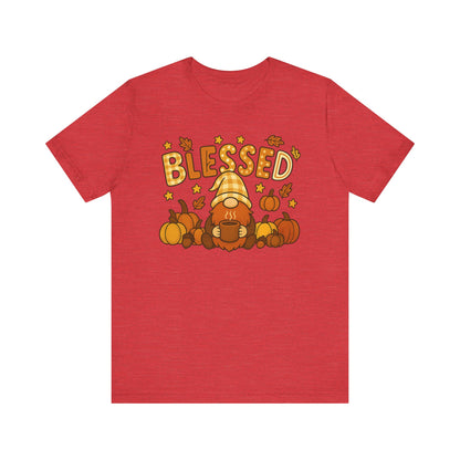 Fall Gnome Blessed Tee, Autumn T-Shirt, Thanksgiving Wear, Seasonal Shirt, Cozy Fall Apparel Gift